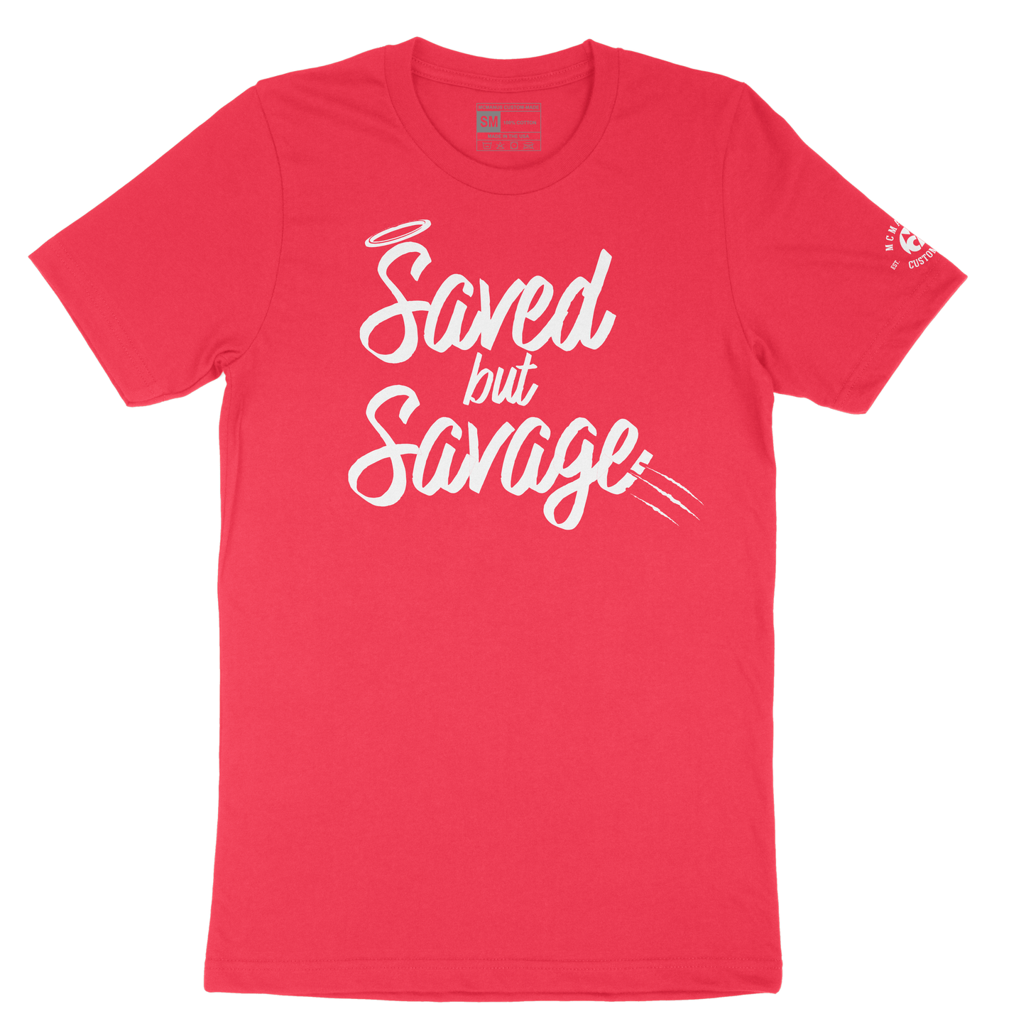 Saved But Savage Red Tee - White Graphics